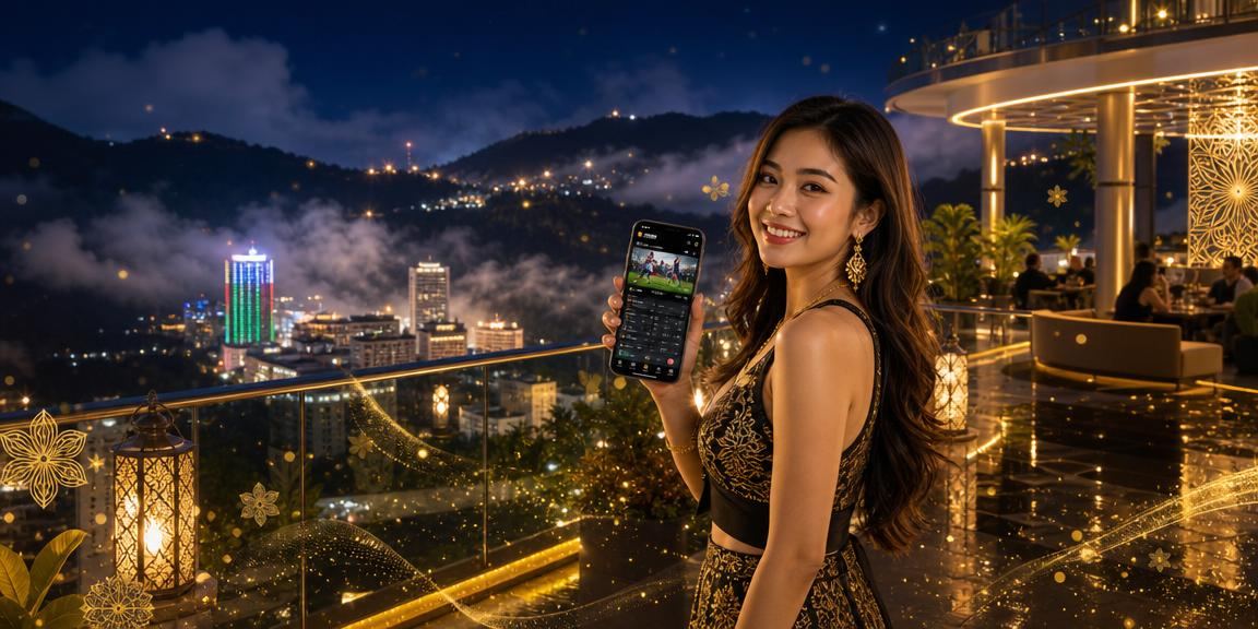Pemain Malaysia mengakses sukan maya gtr35 melalui telefon pintar di Genting Highlands